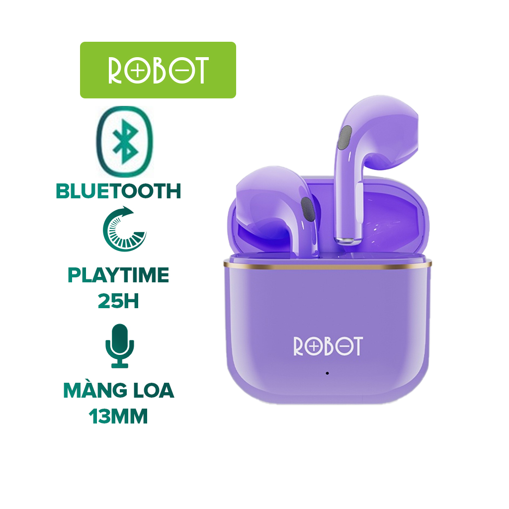 Tai Nghe Không Dây Bluetooth ROBOT T50S - Bluetooth 5.3 - Chống Nước IPX4 - Âm Thanh Sống Động - HÀNG CHÍNH HÃNG