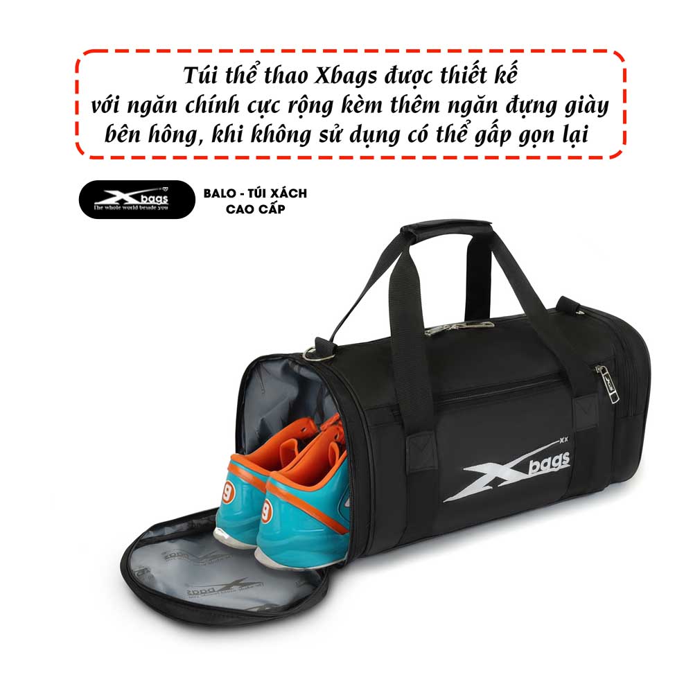 Túi Trống Thể Thao Xbags Xb6001 Cao Cấp Màu Đen, Chống Nước Tốt, Có Ngăn Giày Riêng Tiện Dụng, Chuyên Nghiệp Cá Tính!