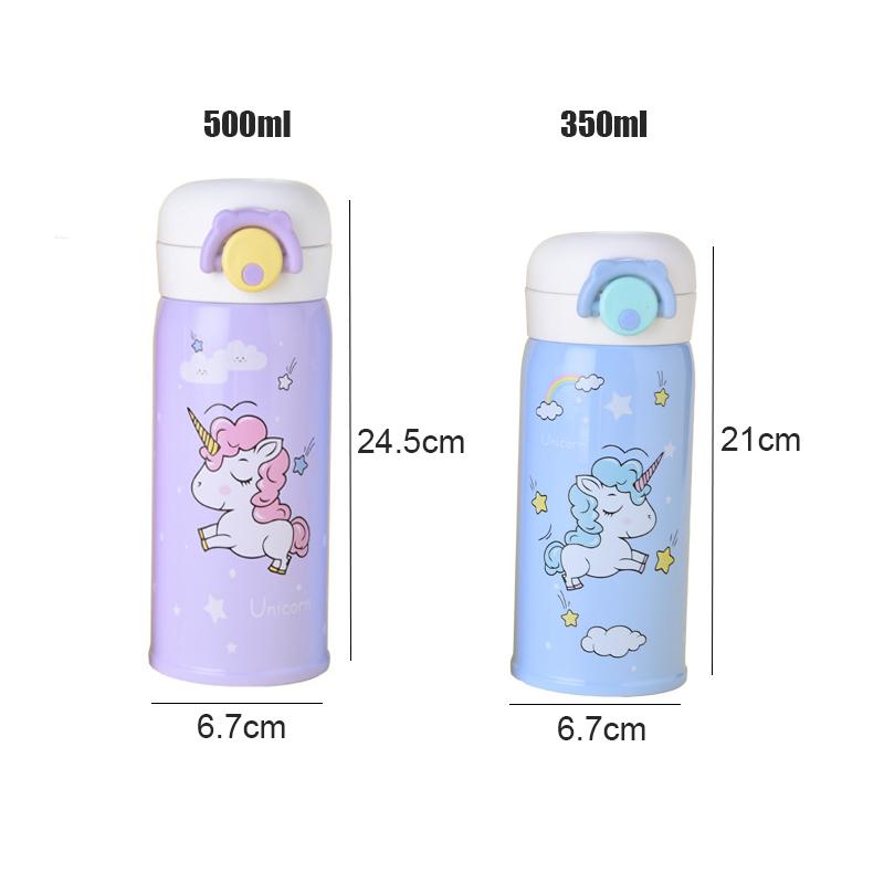 Unibird 500 ml Phim Hoạt Hình Kỳ Lân Bình Chân Không Thermos Cốc cho Trẻ Em Dễ Thương Thép Không Gỉ Cách Điện Chai Nước Du Lịch cho cô gái