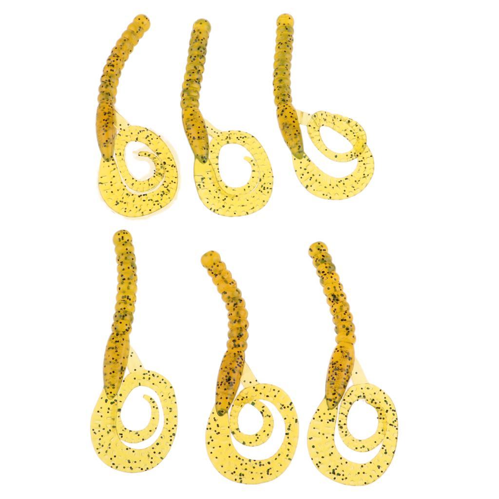 6pcs Flexible Grub Worm Soft Fishing Lure Simulation Earthworm Bait