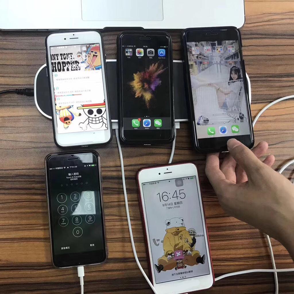 Multifunction Wireless Charger Triple Stand Fast Charging Pad Black