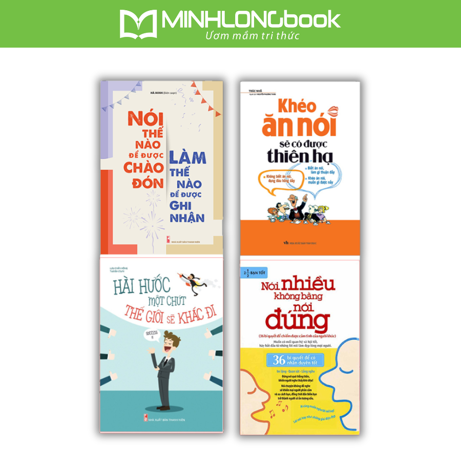 Combo 4 cuốn khéo ăn nói có được thiên hạ, nói nhiều không bằng nói đúng, nói thế nào để được chào đón và hài hước 1 chút thế giới khác đi