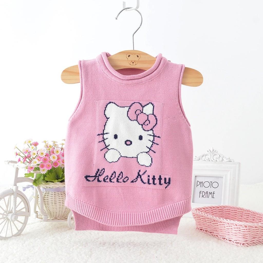 Áo Ghi Lê Len Mèo Hello Kitty đáng yêu cho bé trai và bé gái sơ sinh từ 9-18kg Mẫu hot nhất Thu Đông 2021 - GHILE07