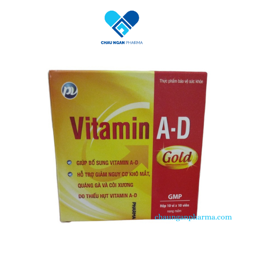 Vitamin A-D Gold Phúc Vinh Hộp 100 viên - Giúp giảm nguy cơ khô mắt, quáng gà, còi xương
