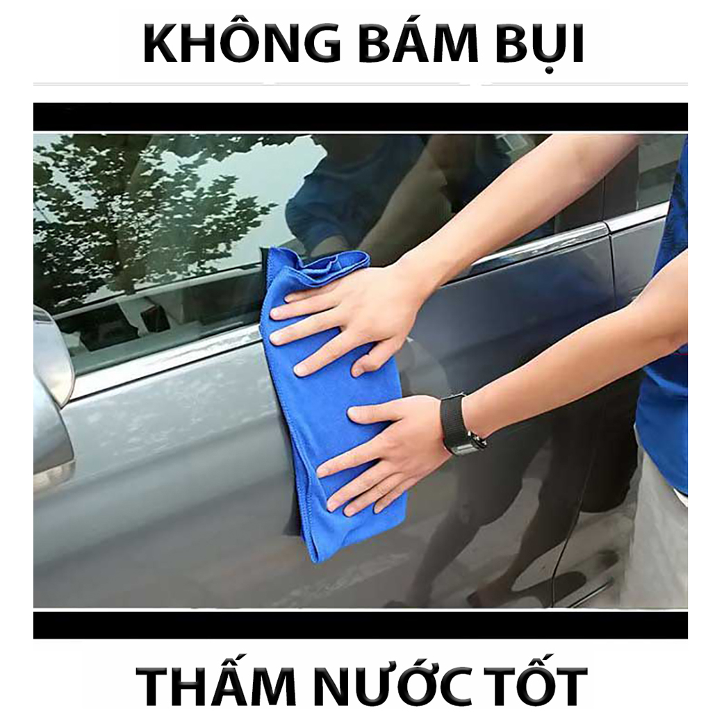 5 Khăn Lau Xe Ô tô, Xe Hơi, Xe Máy chuyên dụng siêu sạch ( giao màu ngẫu nhiên )  - Hàng Chính Hãng - Quà Tặng 2 Viên Sủi Rửa Kính