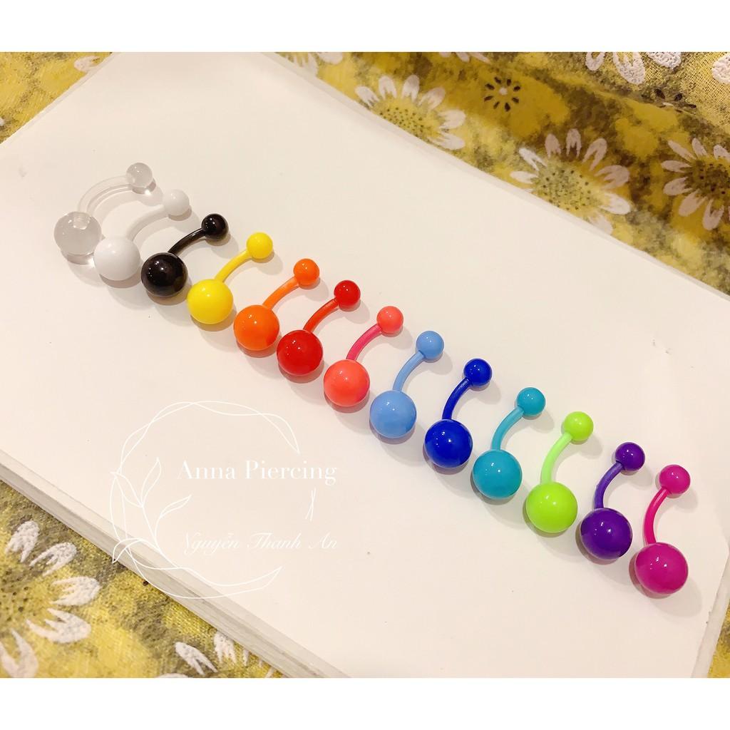 Khuyên rốn nhiều màu sắc bằng nhựa sinh học không gây kích ứng da xỏ khuyên piercing