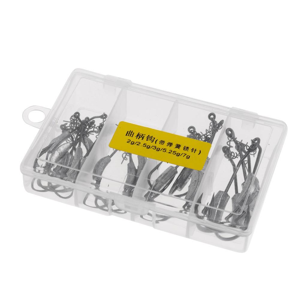 2g/2.5g/3g/5.25g/7g Barbed Lead Offset Fishing Hooks Worm Jig Big Hook with Screw Pin Spring