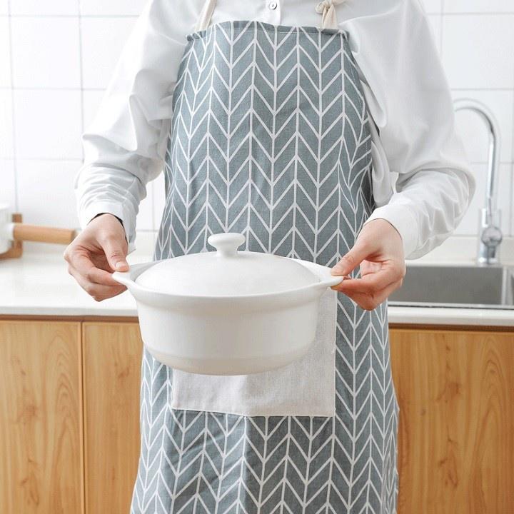 Tạp dề nội trợ dạng yếm kẻ Caro có túi, chống nước, chống dầu mỡ siêu tiện dụng