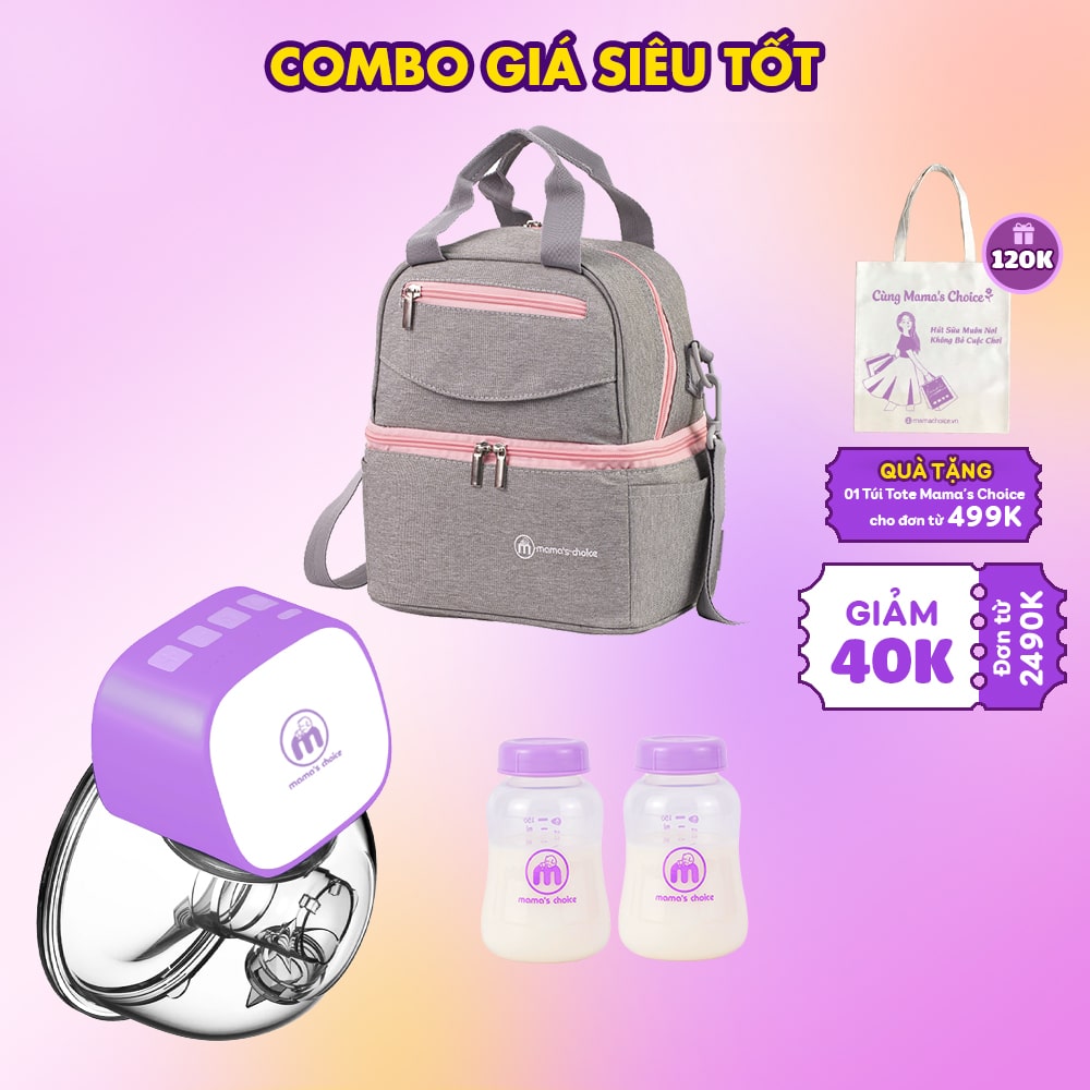 Hút Sữa Di Chuyển Mama’s Choice, Combo Thiết Kế Nhỏ Gọn, Hút Sữa Mọi Lúc Mọi Nơi, Bảo Quản Sữa Mẹ Lên Đến 14 Tiếng