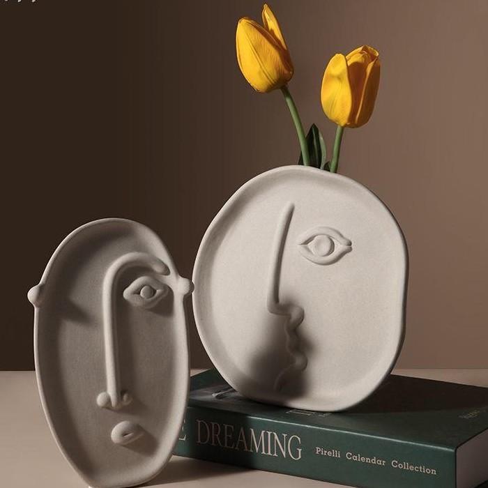Lọ hoa gốm sứ hình mặt tròn size 18x18cm