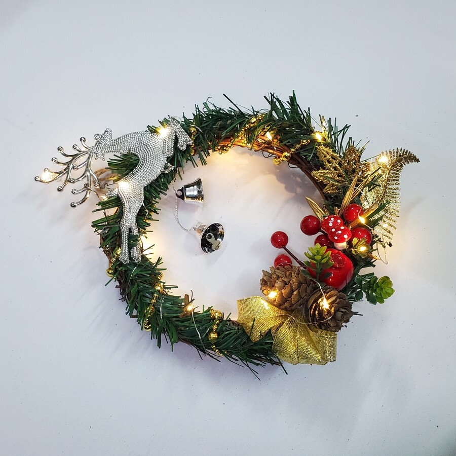 Vòng Hoa Noel VN06 Vòng Nguyệt Quế Giáng Sinh Có Đèn