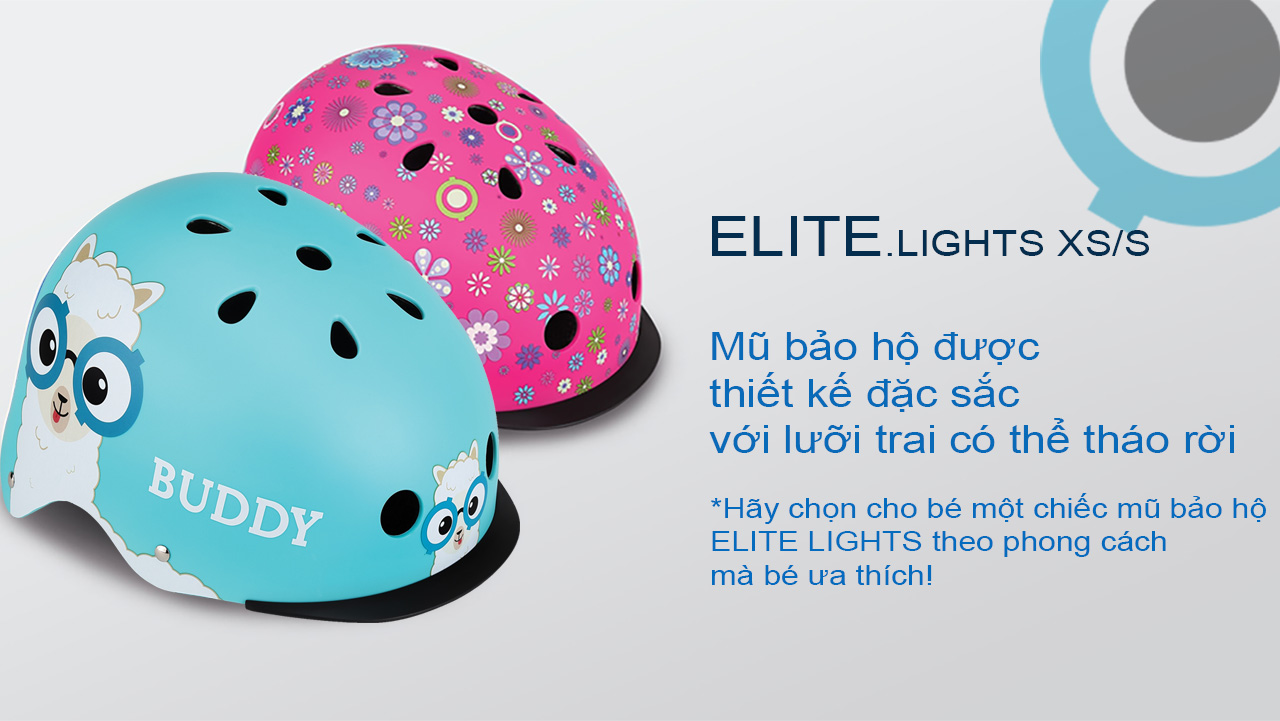 Mũ Bảo Hộ Chơi Xe Trượt Scooter GLOBBER ELITE LIGHTS XS/S Cho Trẻ Em Từ 3 Đến 6 Tuổi - Hồng/Hoa