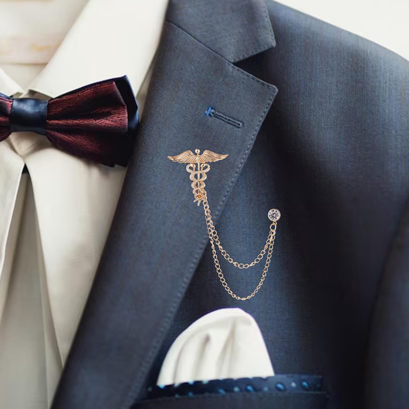 Angel Wing Brooch Fashion Jewelry Men's Brooch Suit Pin Chain Brooch for Men 's Brooch Lapel Pin for Hat Tie