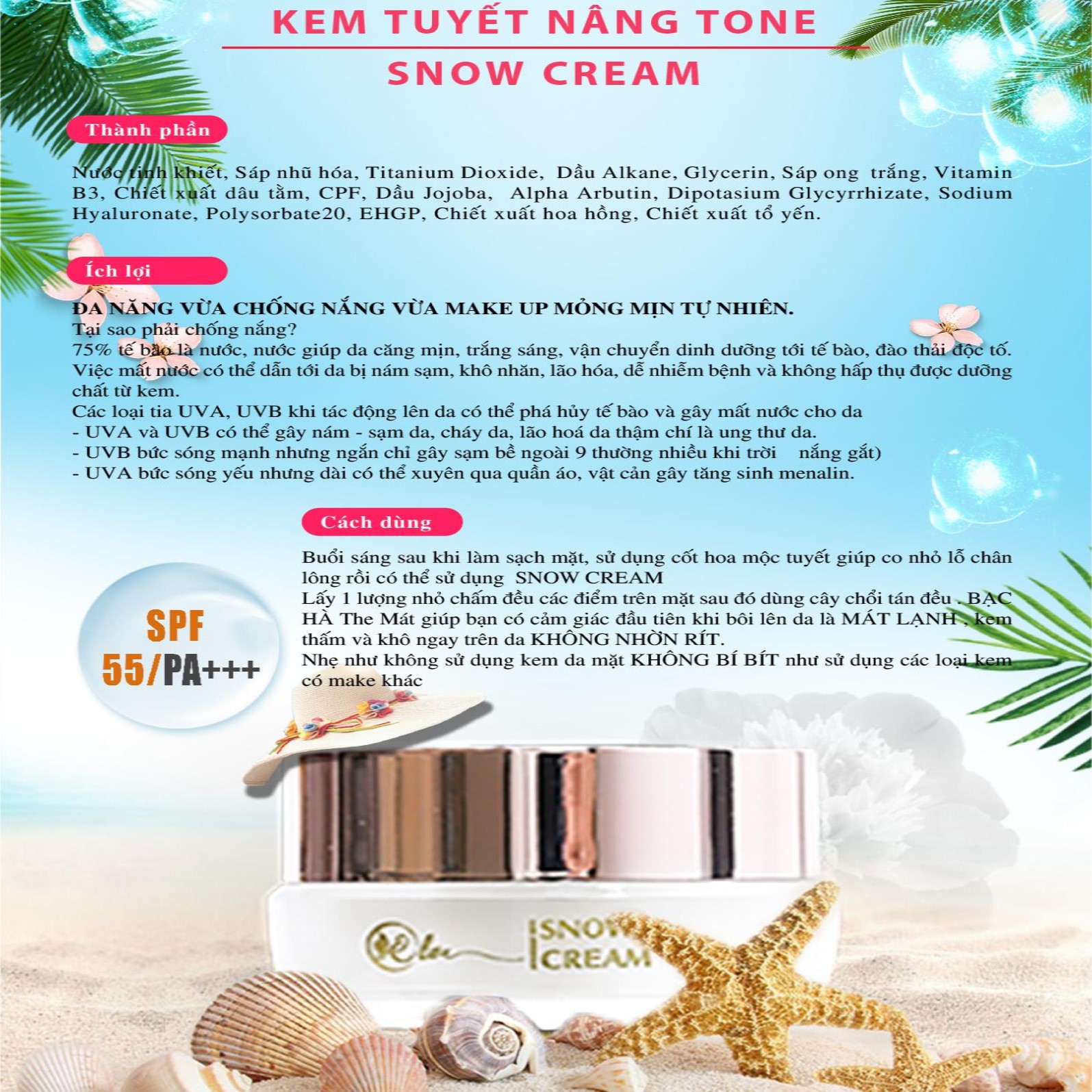 Kem Ngày Elite Snow Cream - 30 Gram - Hàng Chính Hãng - Tinh Chất Dưỡng Trắng - Make Up - Với SPF 55/PA+++ Độ Chống Nắng Cao - Bảo Vệ Da Tối Ưu Khỏi Tia Ngoại Ánh Sáng Mặt Trời.