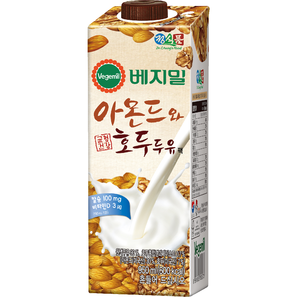 Combo 2 Hộp Sữa Hạt Óc Chó Hạnh Nhân Vegemil 950ml (Almond & Walnut Soymilk)
