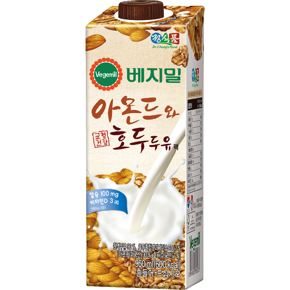 Combo 2 Hộp Sữa Hạt Óc Chó Hạnh Nhân Vegemil 950ml (Almond &amp; Walnut Soymilk)