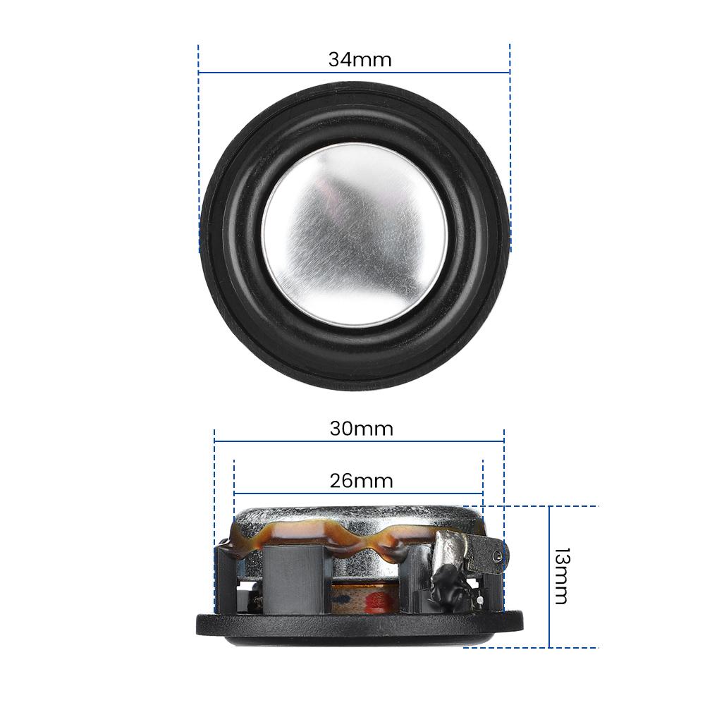 AIYIMA 34MM 8 Ohm 2W Full Tần Số Loa Neodymium Từ Tính Loa Nhôm Lưu Vực Viền Cao Su Loa 2 Chiếc