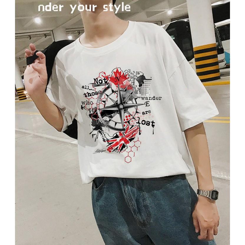 Áo Thun Nam _ Nữ Tay Lỡ Unisex Kim Chỉ Nam Siêu Ngầu