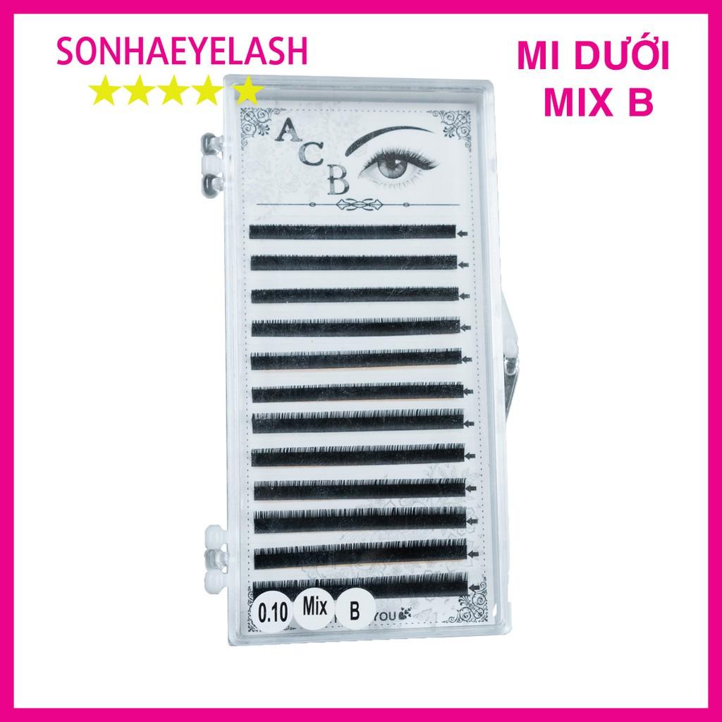 Mi dưới mix B 0.10, độ dài mi 5mm đến 8mm dùng để nối mi dưới