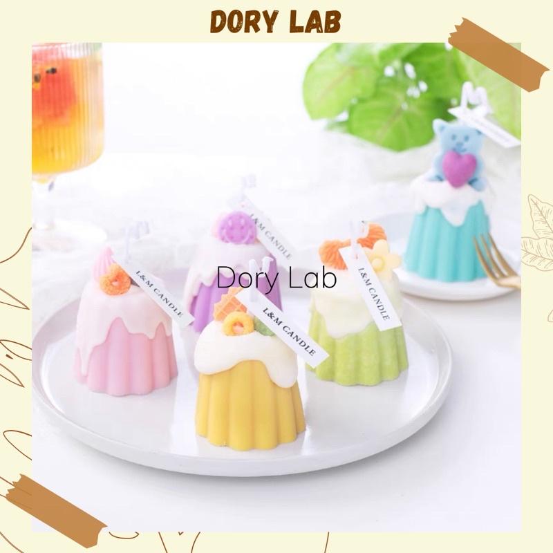 Nến Thơm Bánh Pudding Dâu Tây Màu Pastel Handmade Không Khói, Phụ Kiện Decor, Quà Tặng - Dory Lab