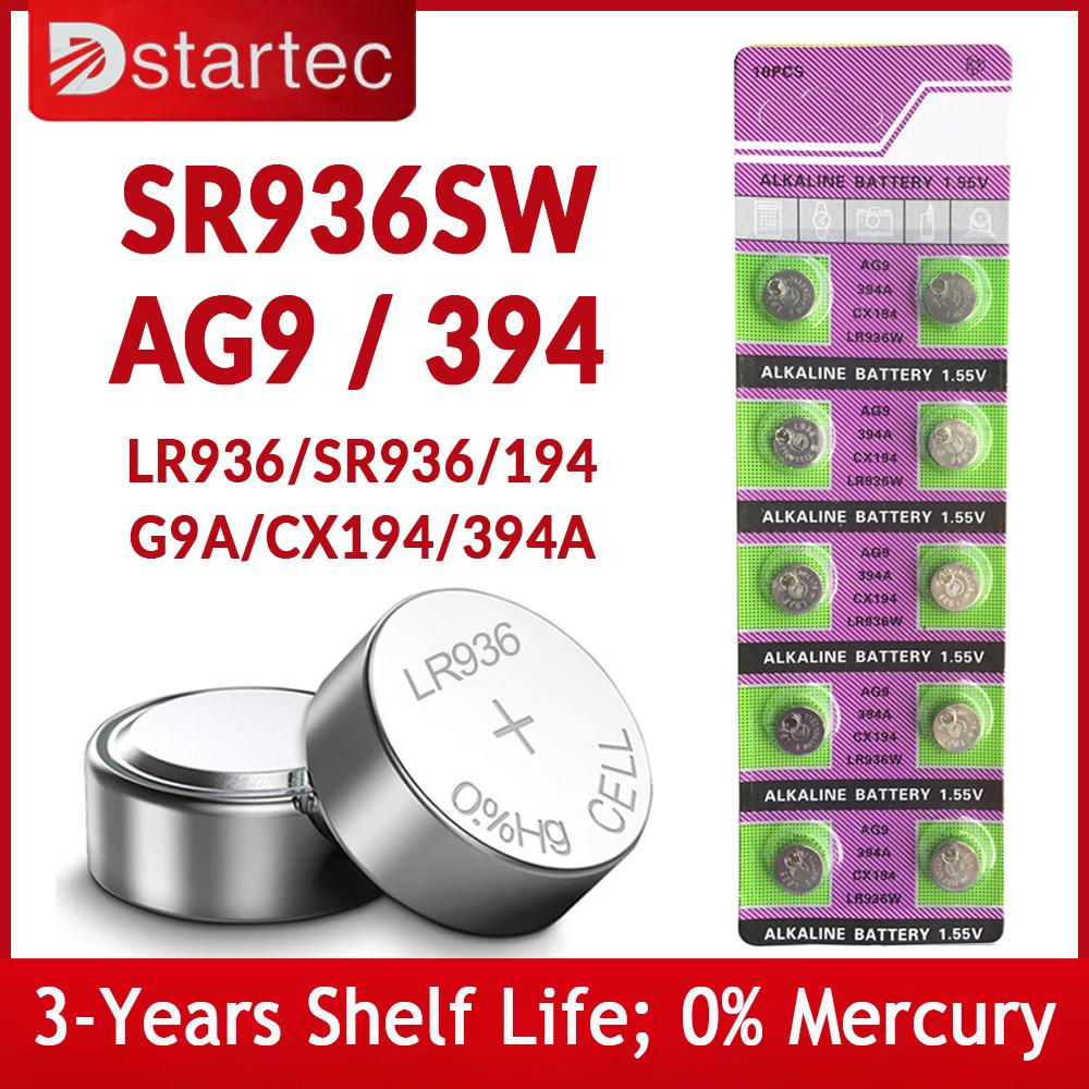 10 Chiếc-50 Chiếc 1.55V AG9 LR936 394 SR936SW CX194 LR45 Pin Nút G9A 194 394A SR936 L936F Tế Bào đồng Xu Đồ Chơi Điều Khiển Từ Xa Màu Pin: 10 Chiếc