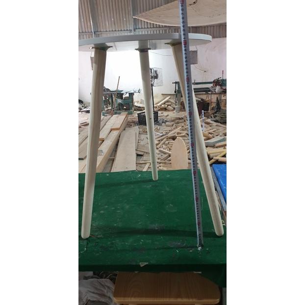 Bàn trà mặt tròn chân gỗ tự nhiên cao 72cm