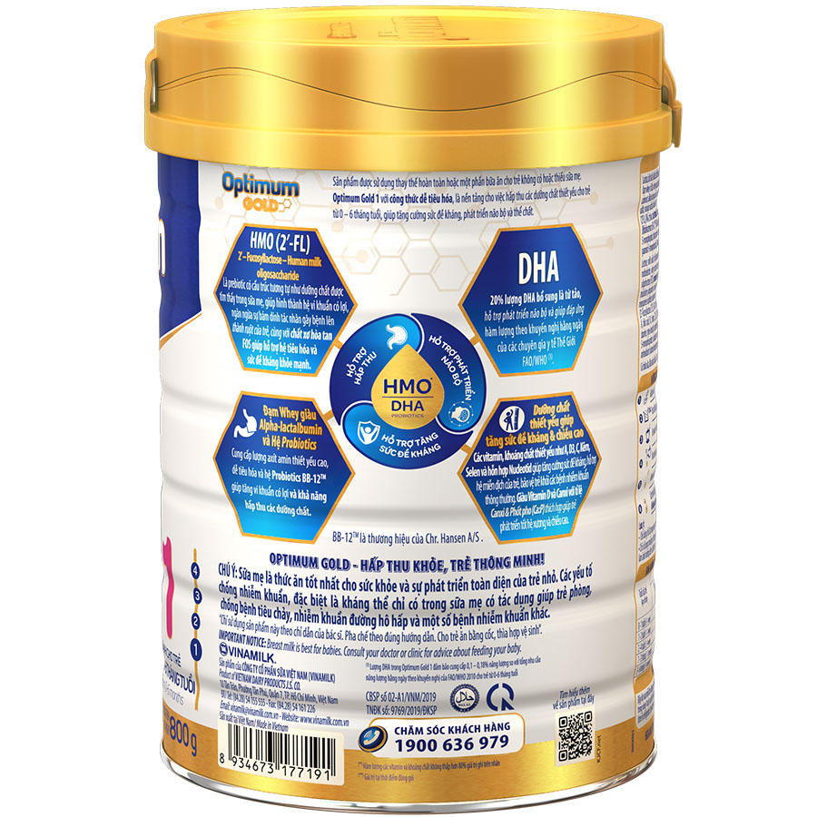 Sữa bột Vinamilk Optimum Gold 1 800g