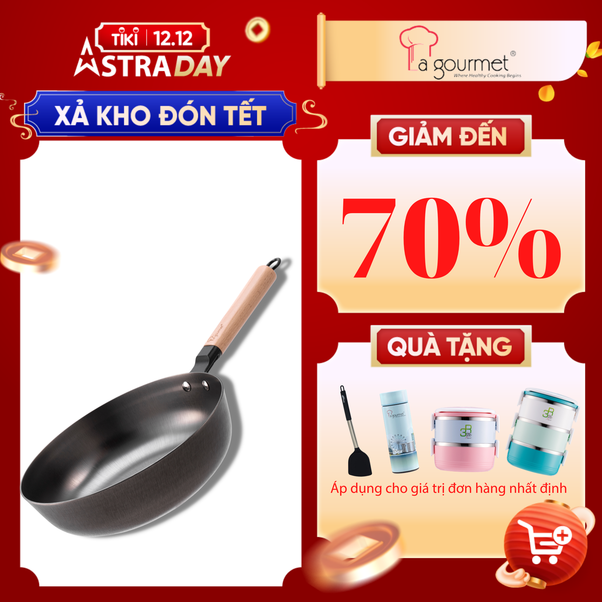 Chảo Gang Lòng Sâu La Gourmet Nitrigan NTGW347695 (24cm)