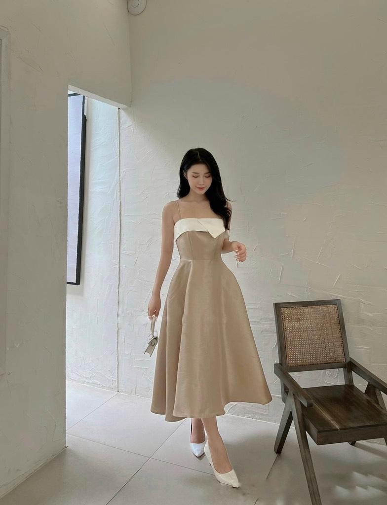 ĐẦM XÒE TAPTA PHỐI TRẮNG DÁNG DÀI 13743