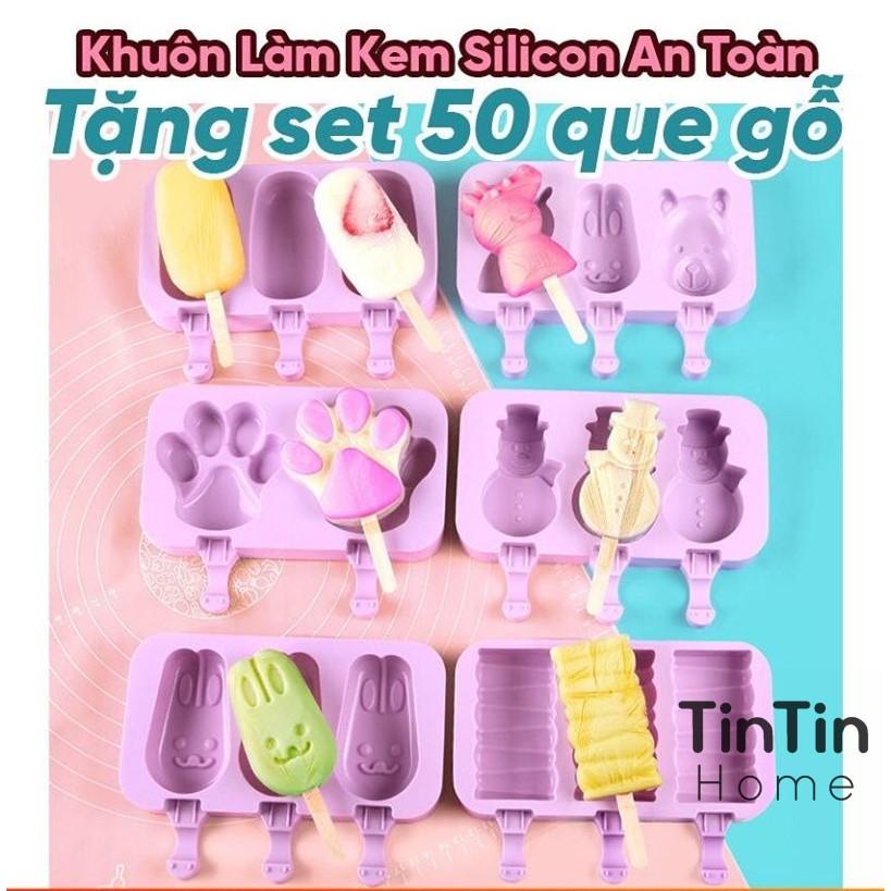 KHUÔN KEM SILICON SIÊU CUTE MẪU MỚI - TẶNG KÈM 50 QUE CÁN GỖ TINTIN KKS01