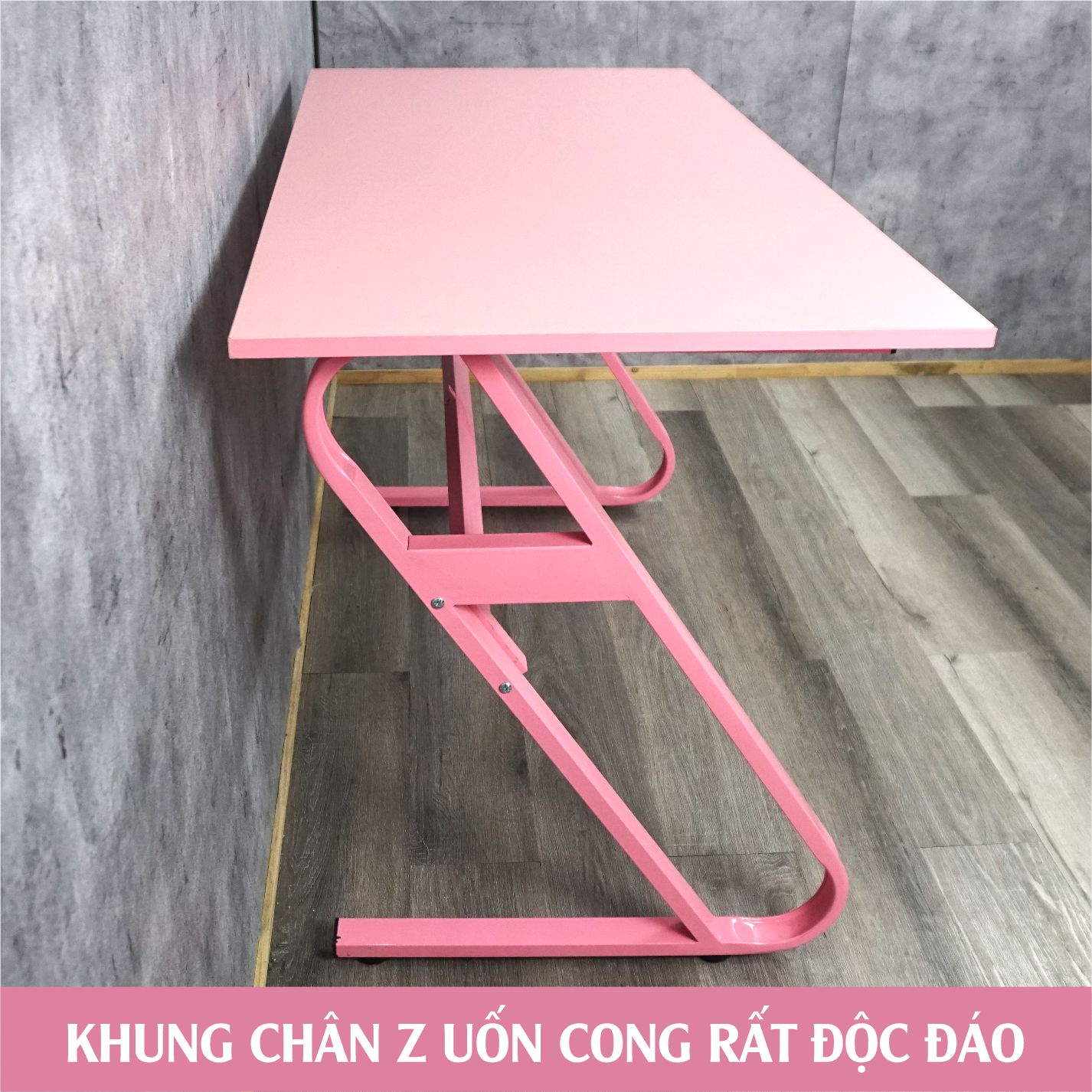 Bàn màu hồng FUFUTECH Diamond 120x60 cm dùng làm bàn để máy tính, livestream, chơi game, làm việc