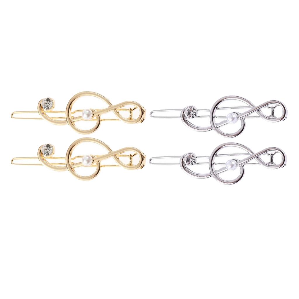 4Pack Hairpin Clip Note Crystal Pearl Hair Snap Clamp Girls Hair Accessories