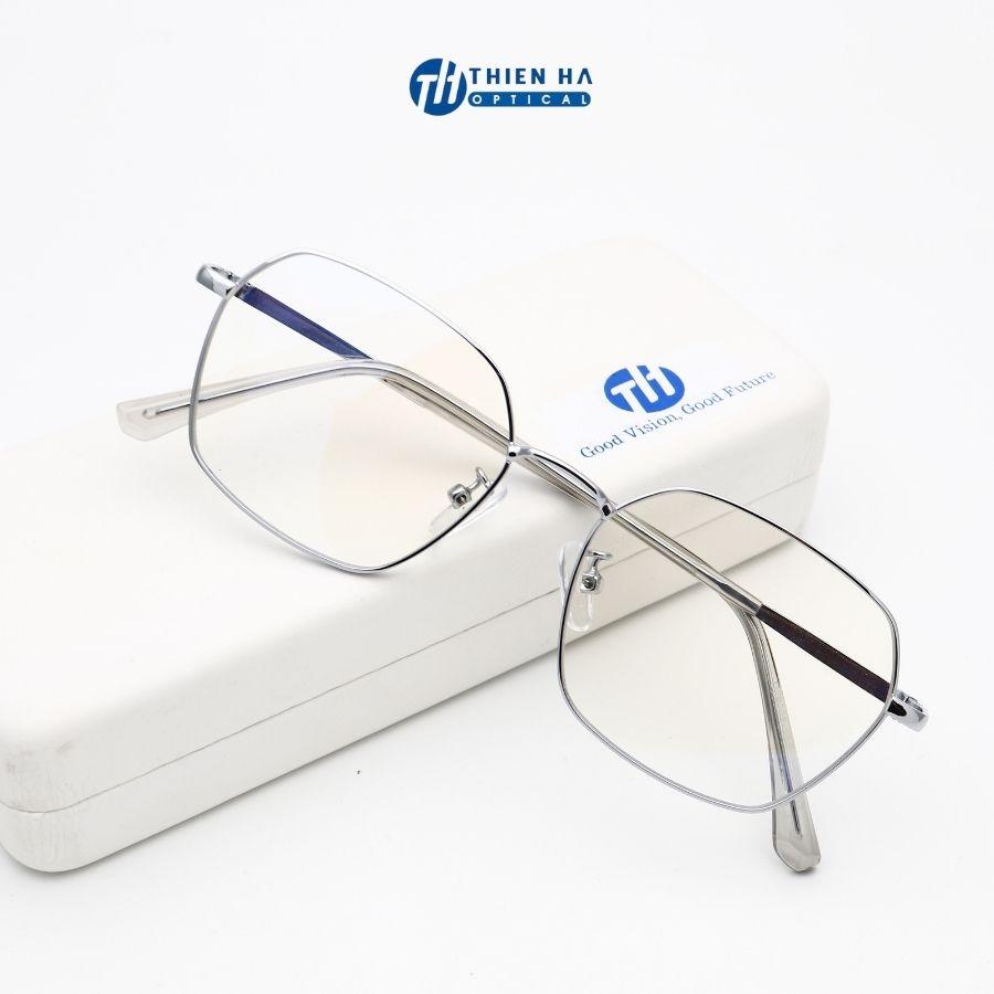 Gọng kính cận nữ kim loại dáng vuông THIÊN HÀ Optical chất liệu kim loại nhẹ càng mảnh nhiều màu dễ đeo TH72328