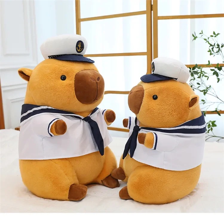 Thú nhồi bông capybara hải quân - Size từ 25 đến 45cm - Quà tặng gấu bông chuột lang thuỷ thủ đáng yêu - Gối ôm mềm mịn cho bé.