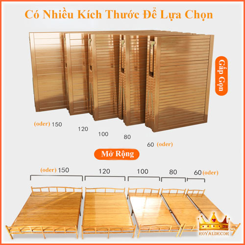 Giường Tre Gấp Gọn Thông Minh ROYALDECORHN - Giường Tre Tiện Lợi Tiết Kiệm Không Gian, Chất Liệu Thiên Nhiên An Toàn - Nội Thất Phòng Ngủ, Nhà Vườn