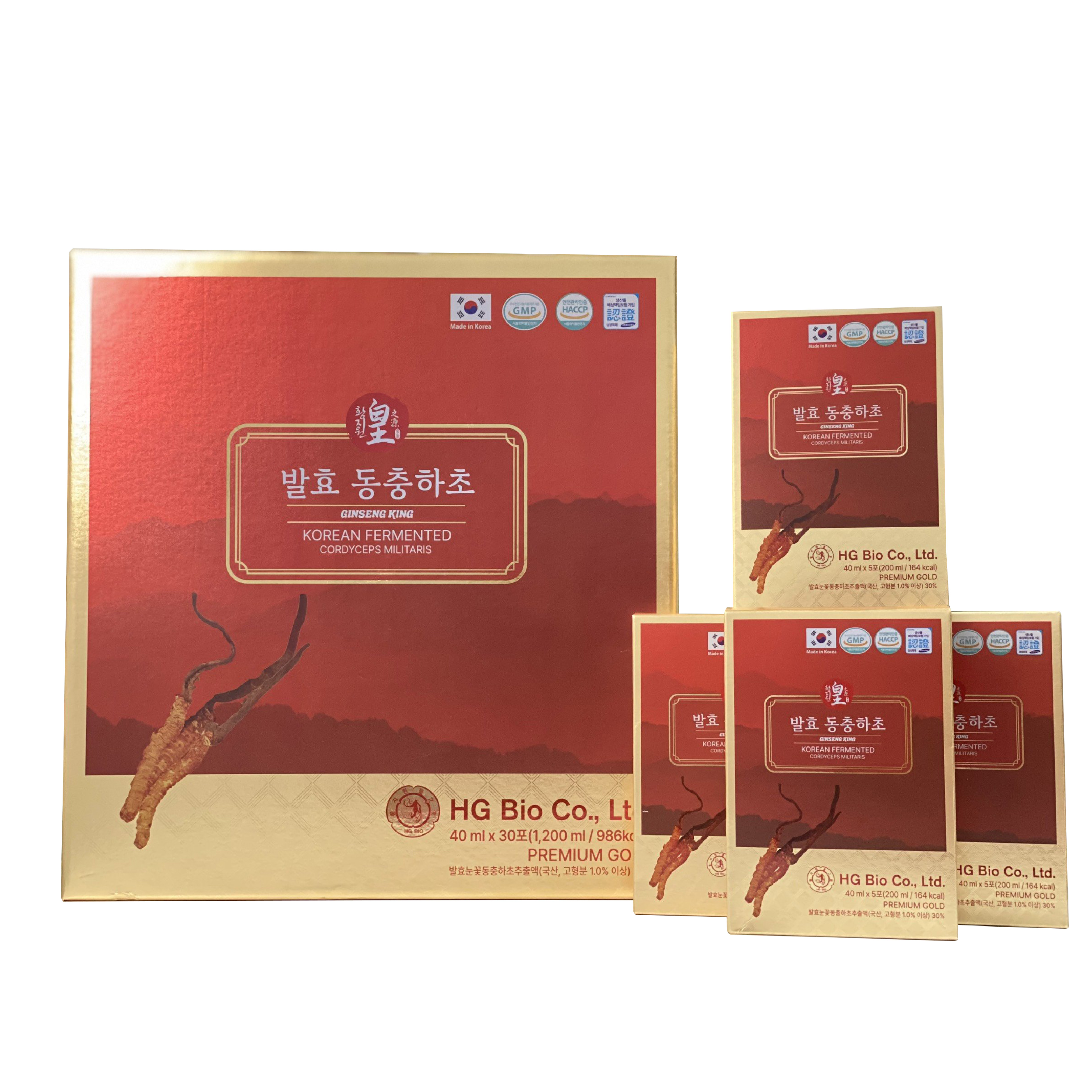 [Tặng 1 lốc nước Vitamin C 365 Gold] Hộp tinh chất đông trùng hạ thảo Hàn Quốc korean fermented hg bio co (h/30g/40ml)