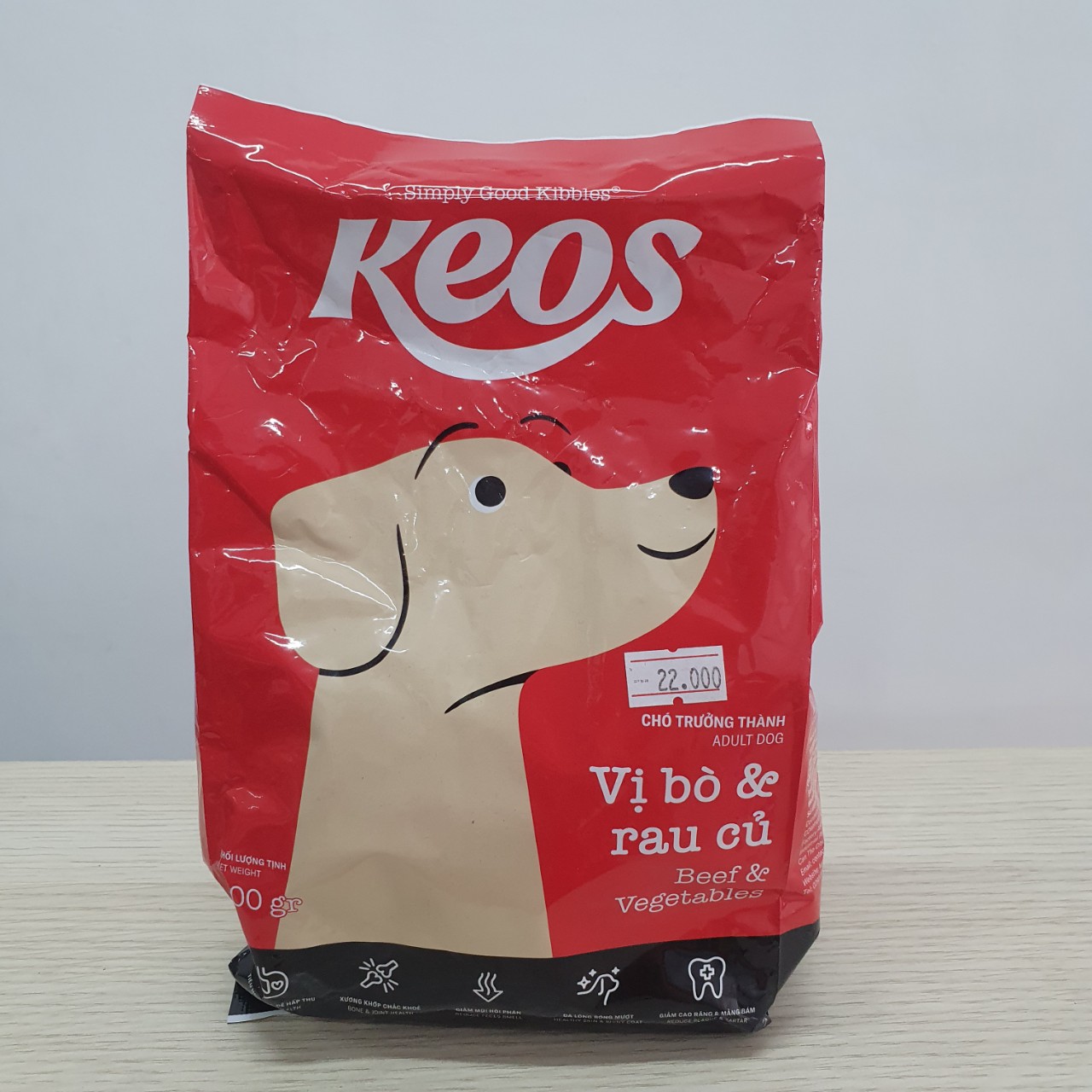 Thức ăn hạt KEOS cho chó lớn vị thịt bò và rau củ gói 400g - 1.5kg