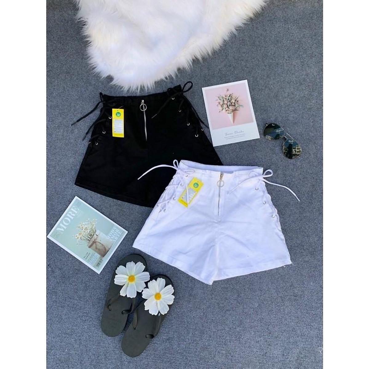 quần đùi kaki đan đây - Trắng