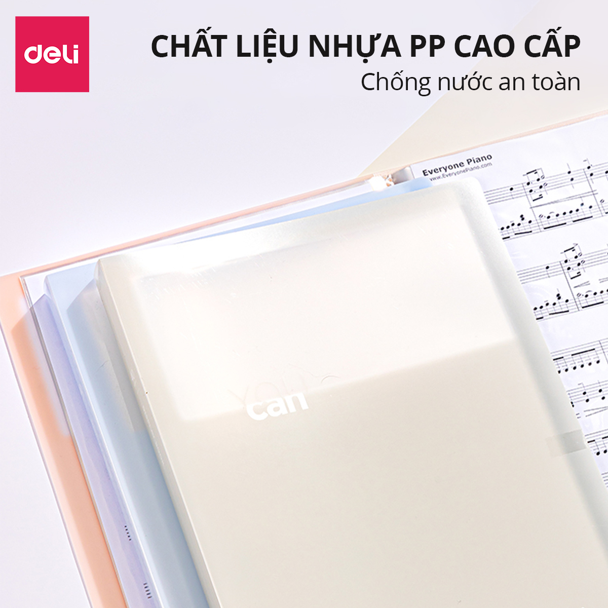 File Tài Liệu File Lá Học Sinh Deli A4 Kẹp Lá Tệp Đựng Tài Liệu File Siêu Âm 40/60 Màu Pastel