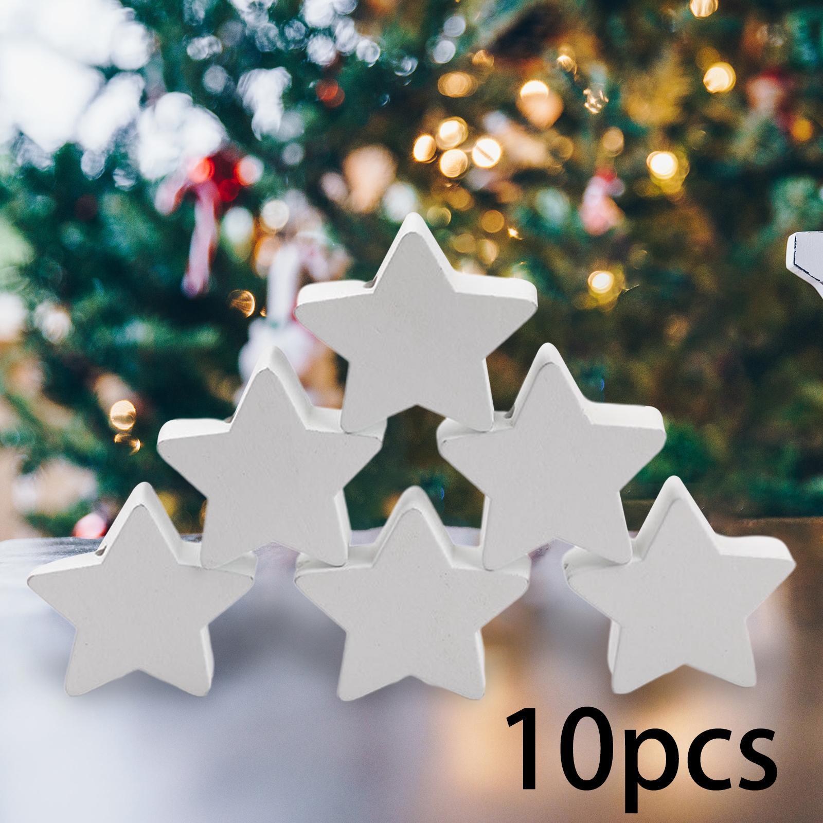 10x Star Shaped Wooden Beads Spacer Beads White for Home Decor DIY Supplies