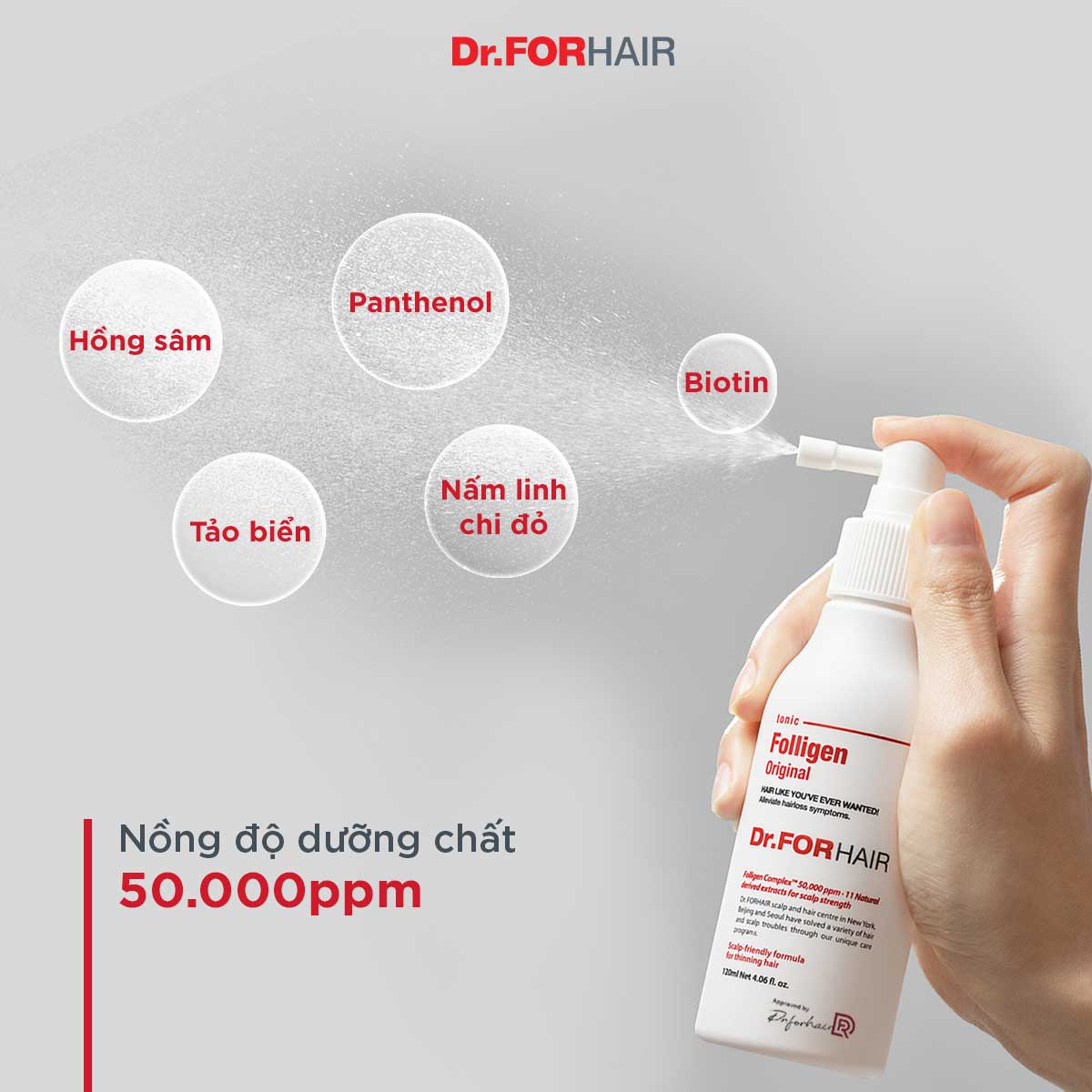 Tinh chất xịt dưỡng tóc kích thích mọc tóc giảm rụng tóc Dr.FORHAIR Folligen Tonic Original 120ml