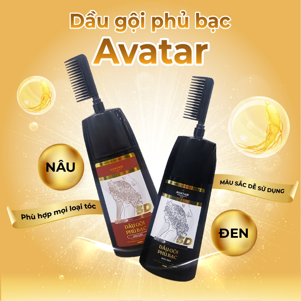 Dầu Gội Phủ Bạc Thảo Dược Avatar Màu Nâu Dạng Chai 500mL
