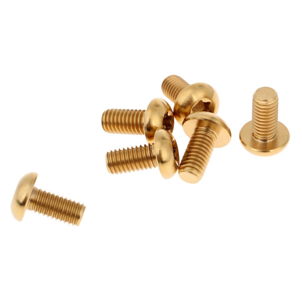 2-6pack 6pcs M5 x10/12mm Bike T25 Head Screw Disc Brake Rotor Bolts Golden