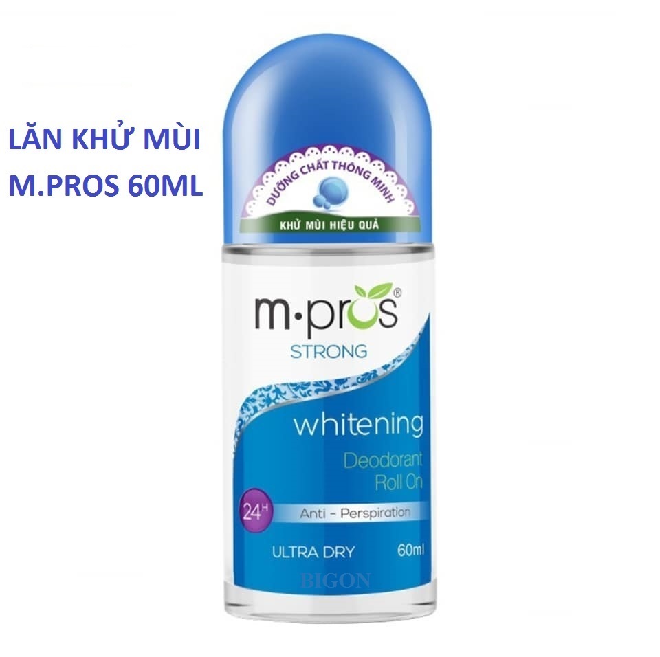 Lăn Khử Mùi M.Pros 60ml - Trắng Mịn - Năng Động - Khử Mùi Hiệu Quả (Chai Xanh)