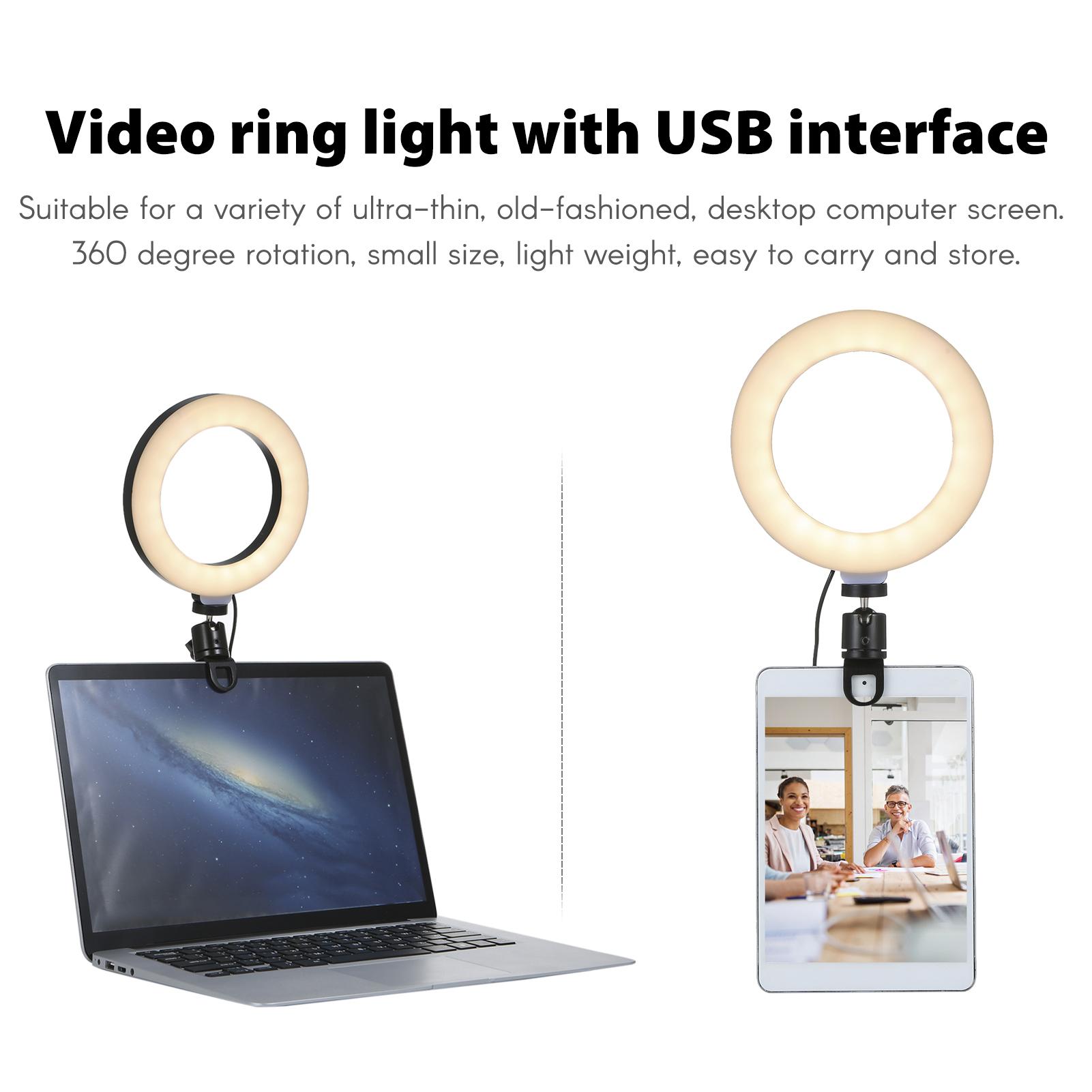 6'' Ring Light for Laptop, Computer Clip Video Fill Light Conference Ring Beauty Live Light