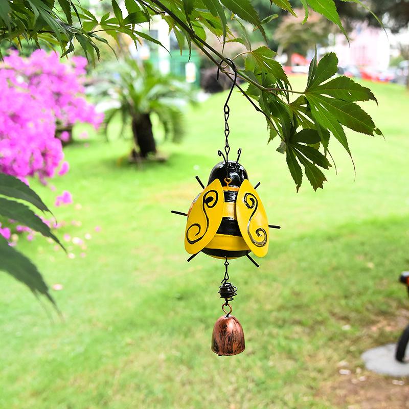 Bee Wind Chime With Hang Bell Bell Metal Glass Wind Chime cho sân vườn sân vườn