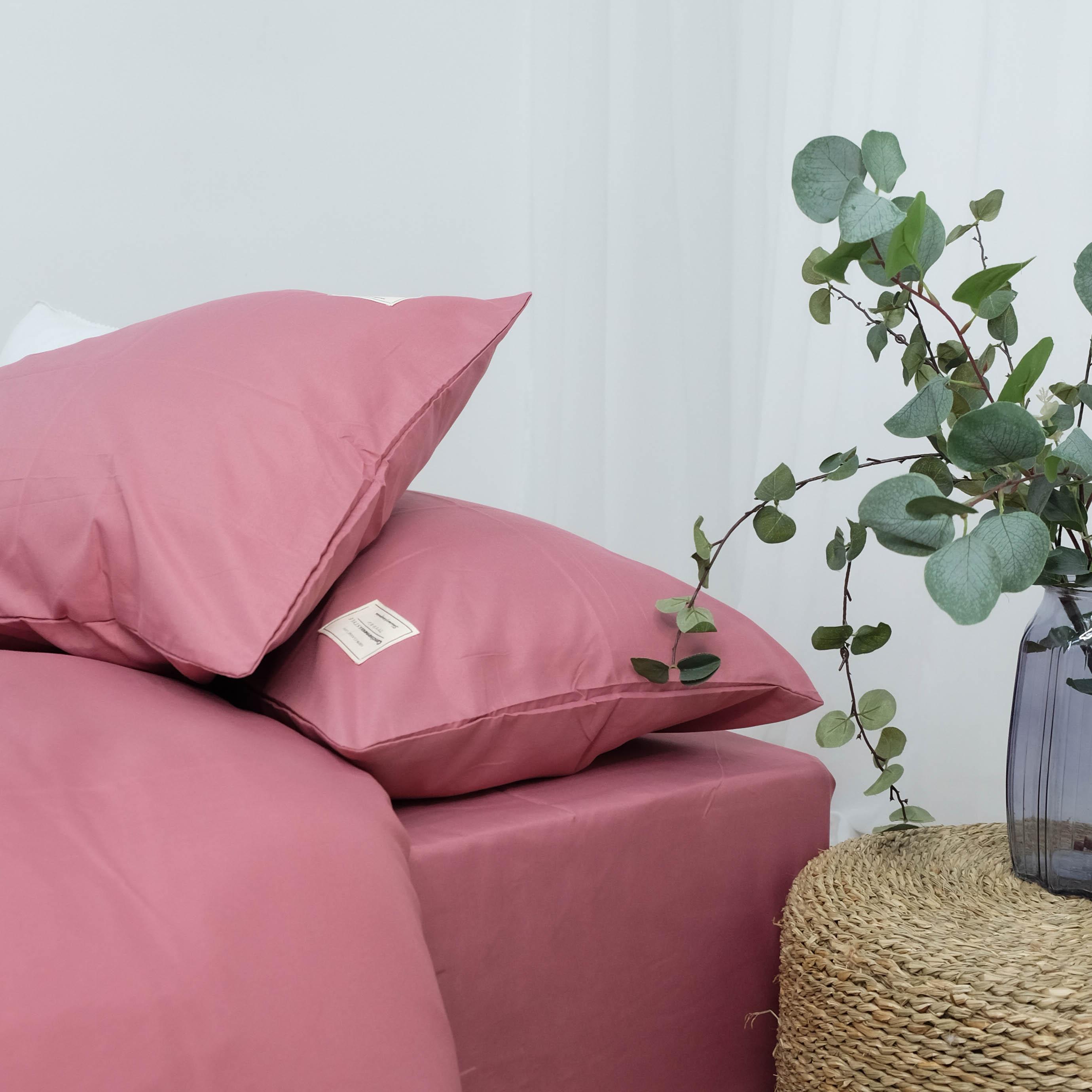 Bộ Chăn Ga Gối Cao Cấp Cotton TiCi Hồng Trơn