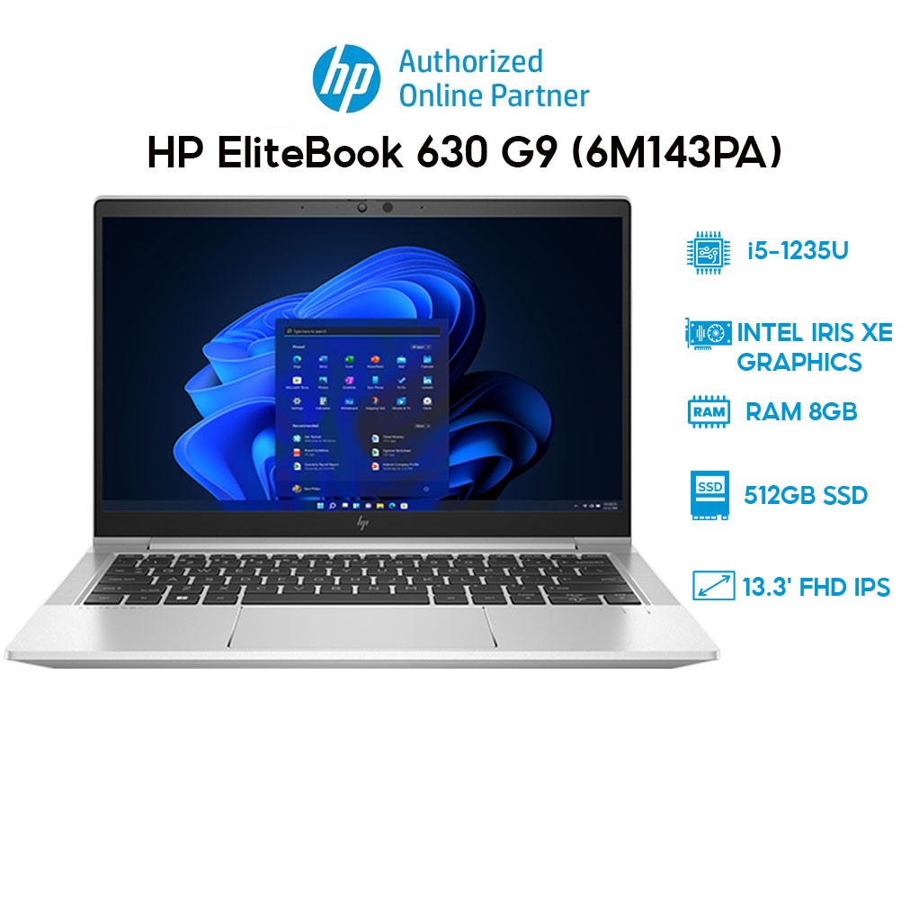 Laptop HP EliteBook 630 G9 6M143PA (i5-1235U | 8GB | 512GB | Intel Iris Xe Graphics | 13.3' FHD | Win 11) Hàng chính hãng