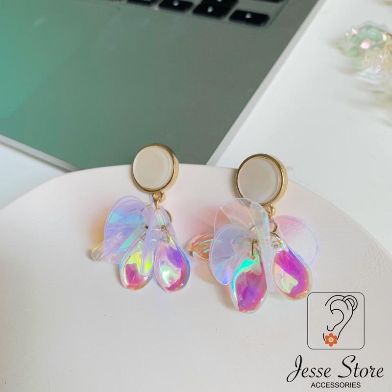 Bông tai bạc 925 7 màu jesse store J14 đá đổi màu