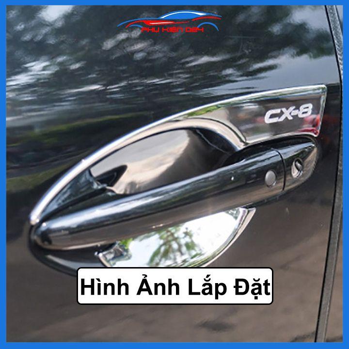 Ốp tay nắm hõm cửa chống trầy Mazda CX8 CX-8 2018-2019-2020-2021-2022 vân cacbon/titan/mạ crom bảo vệ cửa xe ô tô